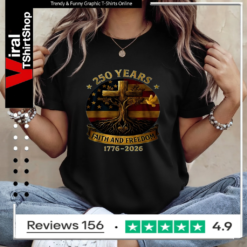 250 years faith and freedom flag cross tree 1776-2026 Ladies T-Shirt