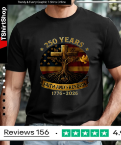 250 years faith and freedom flag cross tree 1776-2026 T-shirt