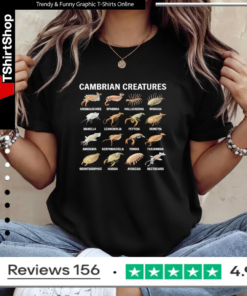 Alternative view of Cambrian Creatures Chart Prehistoric Life Paleontology shirt