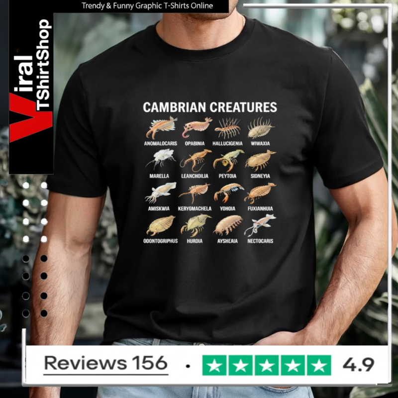 Cambrian Creatures Chart Prehistoric Life Paleontology T-shirt