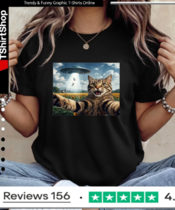 Meme cat selfie six seven retro cat 67_Ladies T-Shirt