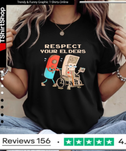 Respect Your Elders Retro Gaming Funny Gamer Controller 80s_Ladies T-Shirt