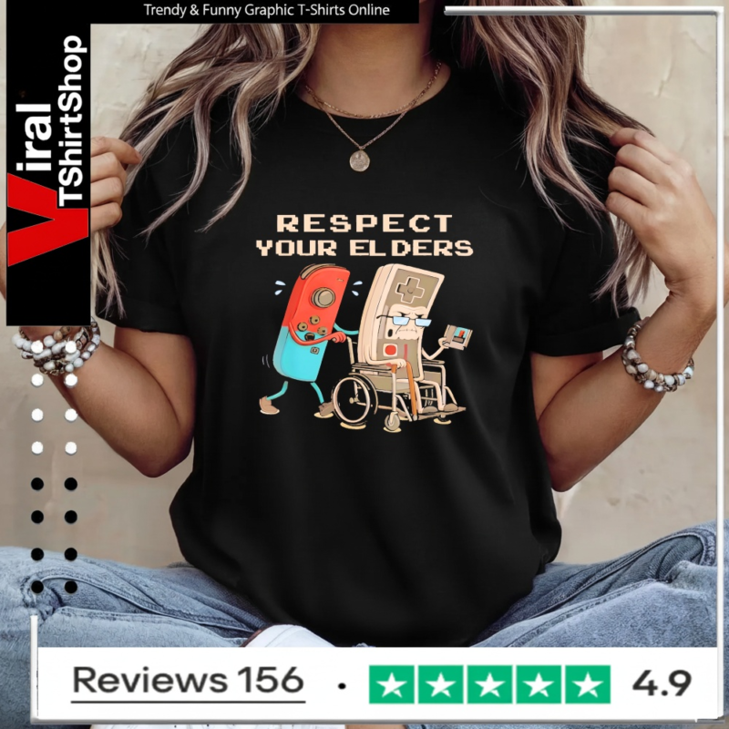Respect Your Elders Retro Gaming Funny Gamer Controller 80s Ladies T-Shirt