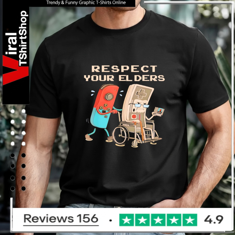 Respect Your Elders Retro Gaming Funny Gamer Controller 80s T-shirt