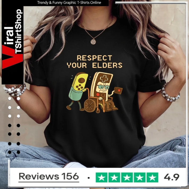 Respect Your Elders Retro Gaming Funny Gamer Controller Ladies T-Shirt