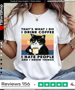 Black Cat That'S What I Do I Drink Coffee I Hate People And I Know Things Vintage Women T-Shirt