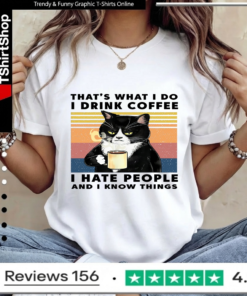 Black Cat That'S What I Do I Drink Coffee I Hate People And I Know Things Vintage_Women T-Shirt