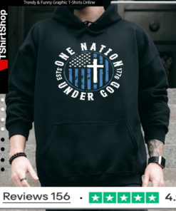 Cross one nation under god 1776 USA flag_Hoodie