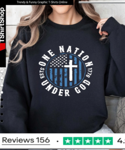Cross one nation under god 1776 USA flag_Sweatshirt
