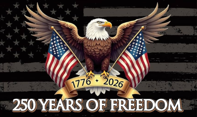 Eagle and American Flags
