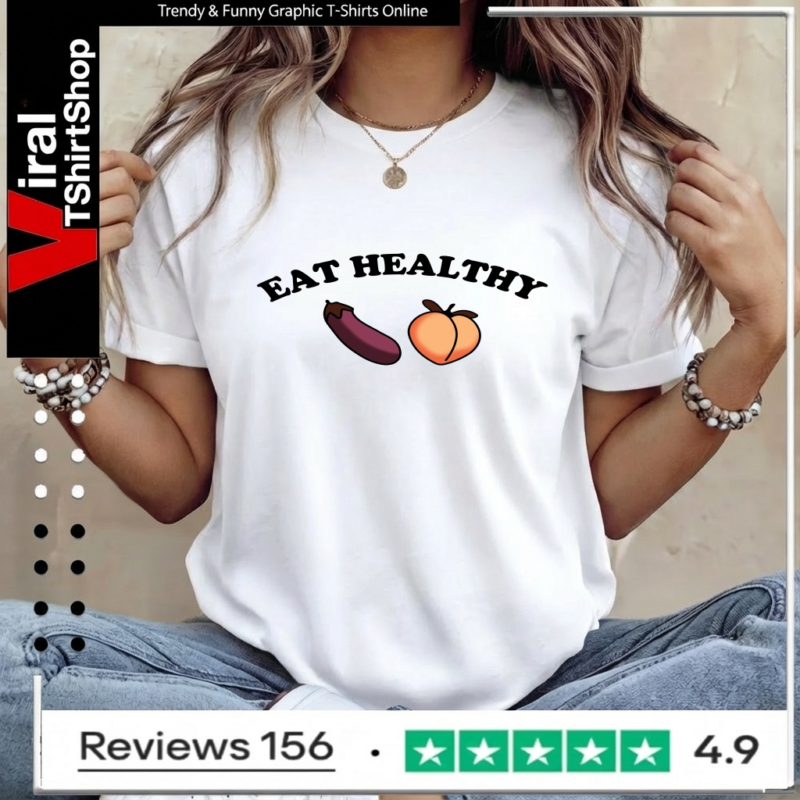 Eat healthy eggplant peach_Women T-Shirt