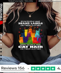 Happy People Have Cat Hair Funny Cat Lover_Ladies T-Shirt