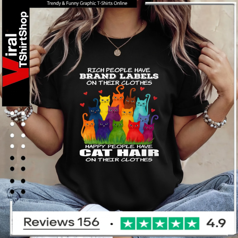 Happy People Have Cat Hair Funny Cat Lover_Ladies T-Shirt