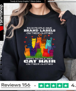 Happy People Have Cat Hair Funny Cat Lover_Sweatshirt