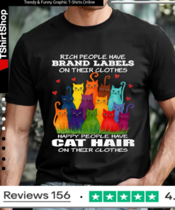 Happy People Have Cat Hair Funny Cat Lover_T-shirt