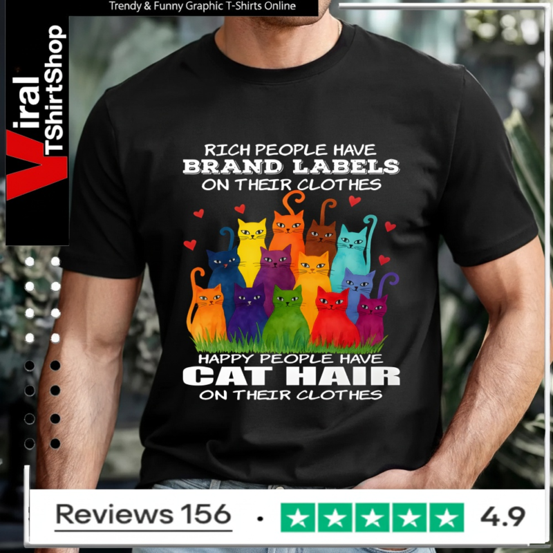 Happy People Have Cat Hair Funny Cat Lover_T-shirt