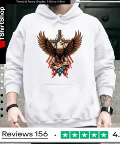 Majestic bald eagle with US flag and cross 250 years of American independence 1776–2026 Hoodie