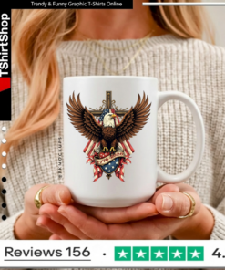Majestic bald eagle with US flag and cross 250 years of American independence 1776–2026 Mugs
