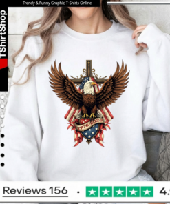 Majestic bald eagle with US flag and cross 250 years of American independence 1776–2026 Sweatshirt