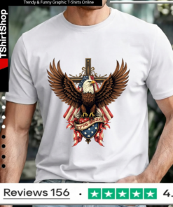 Majestic bald eagle with US flag and cross 250 years of American independence 1776–2026 Unisex T-Shirt