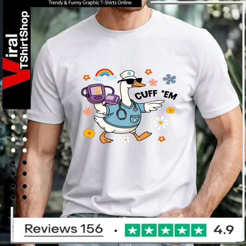 Floral Cuff Em Nurse Goose_Unisex T-Shirt