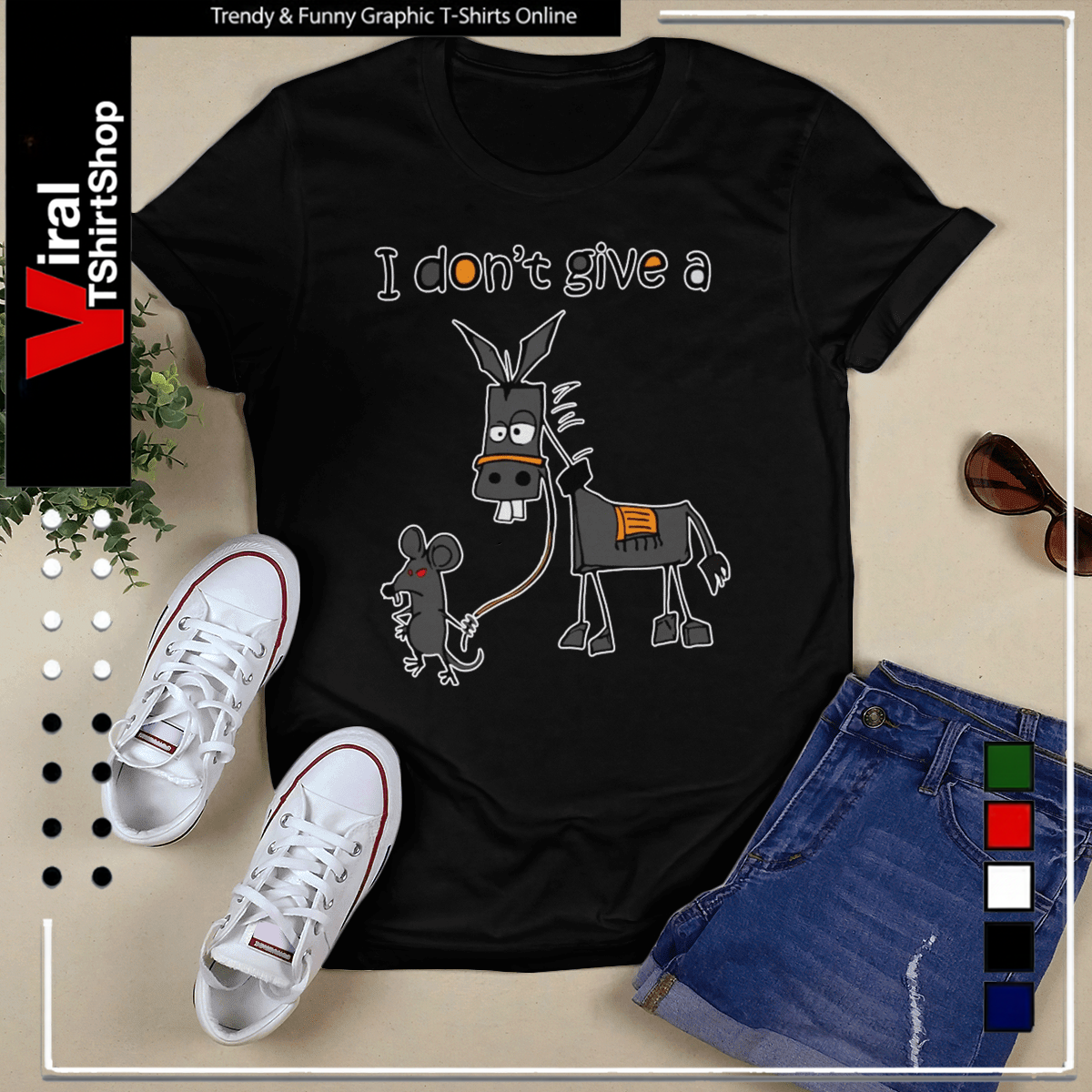 I Dont Give A Rats Mouse Walking Donkey-Unisex T-Shirt