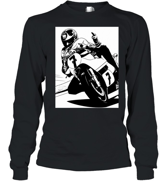 Barry Sheene racing middle finger meme Long Sleeved T-shirt