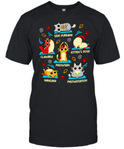 Cat Yoga Poses Side purrank Clawbra Kitten’s pose Meowtain Napasana Meowditation  Classic Men's T-shirt