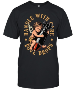 Cherub holding a bomb handle with care love drops  Classic Men's T-shirt