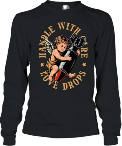 Cherub holding a bomb handle with care love drops Long Sleeved T-shirt