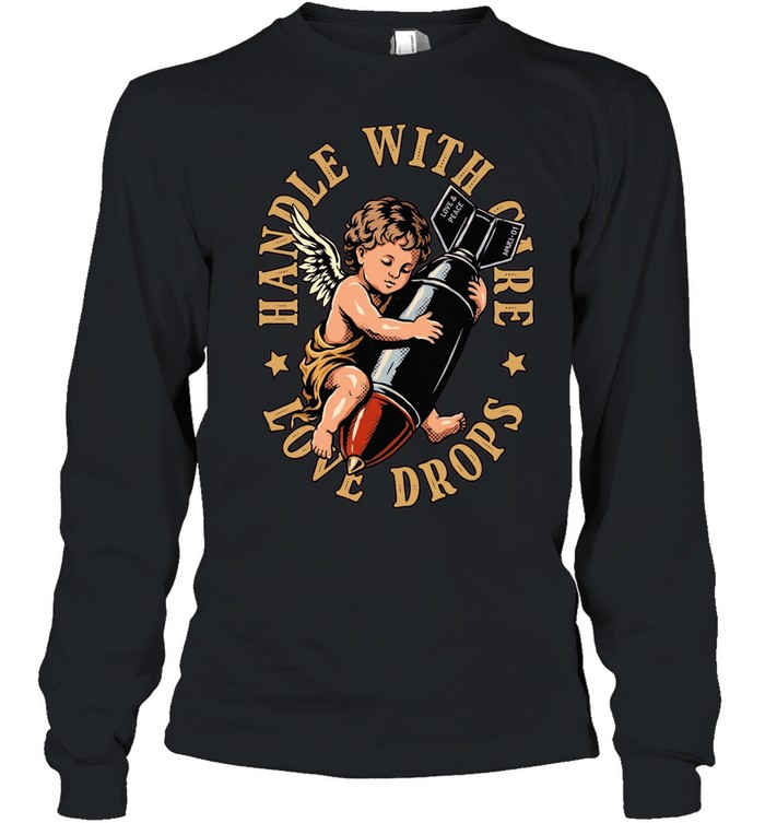 Cherub holding a bomb handle with care love drops Long Sleeved T-shirt