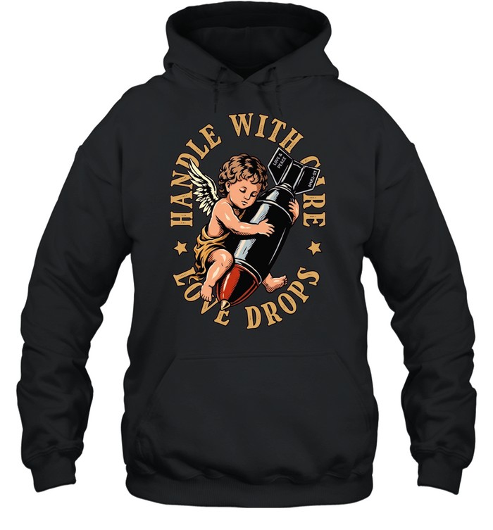 Cherub holding a bomb handle with care love drops Unisex Hoodie