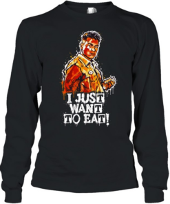 I just want to eat typography character Long Sleeved T-shirt