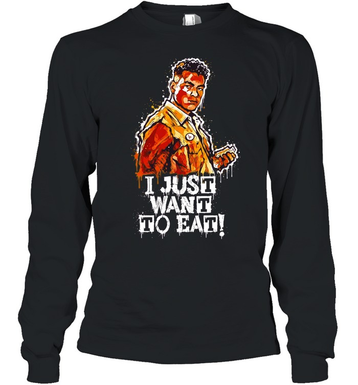 I just want to eat typography character Long Sleeved T-shirt