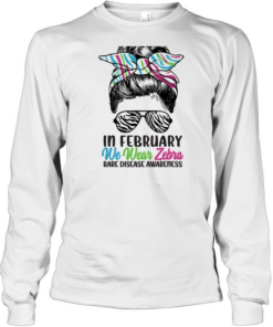 In February We Wear Zebra Messy Bun  Long Sleeved T-shirt
