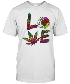 Love Sunflower And Weed Cannabis Marijuana  Classic Men's T-shirt