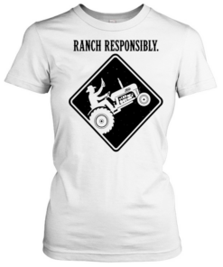 Man Is driving a farm tractor while drinking alcohol ranch responsibly  Classic Women's T-shirt