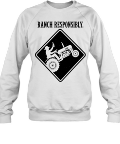 Man Is driving a farm tractor while drinking alcohol ranch responsibly  Unisex Sweatshirt