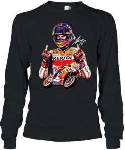 Marc Marquez racing signature middle finger meme Long Sleeved T-shirt
