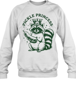 Raccoon holding Pickle Princess retro  Unisex Sweatshirt