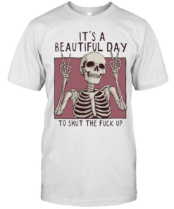 Skeleton victory sign it’s a beautiful day to shut the fuck up  Classic Men's T-shirt