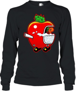 Smokey Worm apple character  Long Sleeved T-shirt