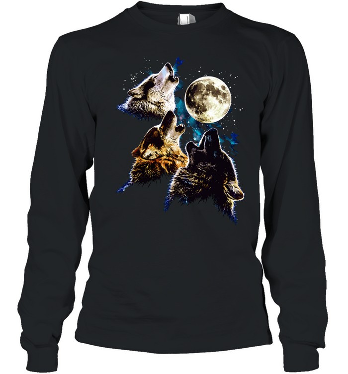 The Mountain Three Wolf Moon graphic Long Sleeved T-shirt