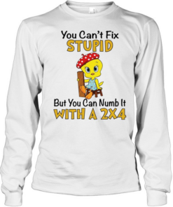 Tweety Bird you can’t fix stupid but you can numb it with a 2×4 Long Sleeved T-shirt