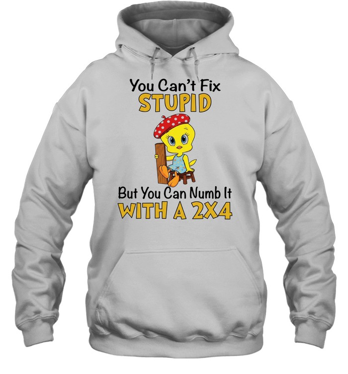 Tweety Bird you can’t fix stupid but you can numb it with a 2×4 Unisex Hoodie