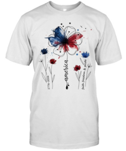 USA 250th anniversary 1776-2026 faith freedom and pride flower sketch  Classic Men's T-shirt