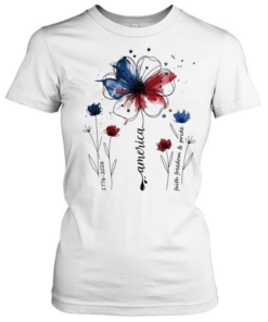 USA 250th anniversary 1776-2026 faith freedom and pride flower sketch  Classic Women's T-shirt