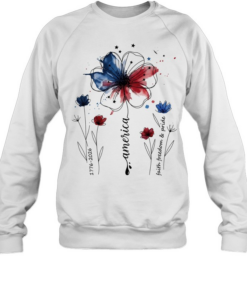 USA 250th anniversary 1776-2026 faith freedom and pride flower sketch  Unisex Sweatshirt