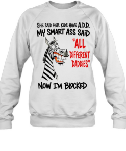 Zebra she said her kids have a.d.d. my smart ass said now i’m blocked  Unisex Sweatshirt