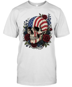 American Flag Skull Floral Patriot T Classic Men's T-shirt